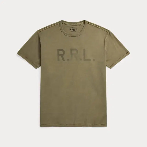 [BUNJANG] RRL Garment Dyed Logo Jersey T-Shirt Olive XL / RRL 더블알엘 가먼트다이 로고 저지 티셔츠 올리브 XL