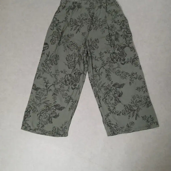 [BUNJANG] Floral Wide Leg Pants (Linen Blend) / 새거)플라워 와이드 팬츠 프리