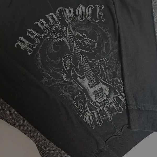 [BUNJANG] Hard Rock Cafe Black Punk Rock Cubic Zip-Up Hoodie Vintage / 하드락카페 블랙 펑크 락 큐빅 후드집업 빈티지