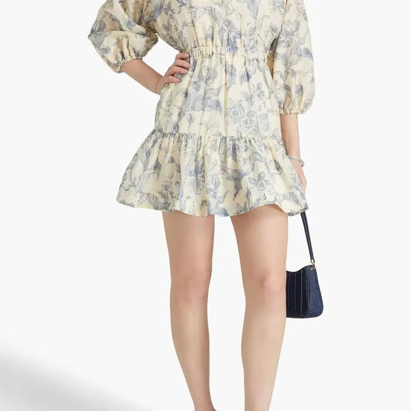 [BUNJANG] Sandro Floral Linen Blend Dress Size 36 / SANDRO 산드로 플로랄 드레스 원피스 36