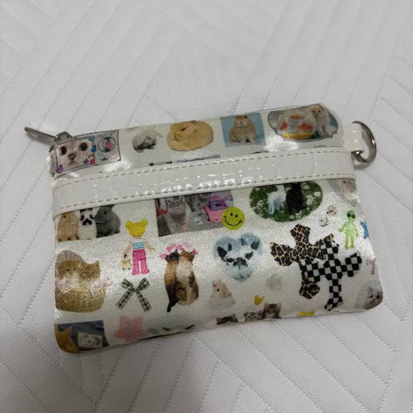[BUNJANG] Unsteady Market Collage Mini Wallet Pouch White / 언스테디마켓 콜라쥬 미니지갑 파우치 화이트