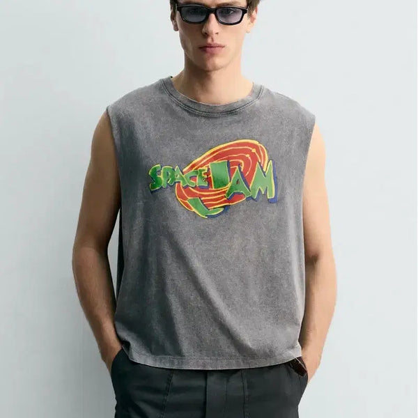 [BUNJANG] Zara Space Jam Illustrated Sleeveless T-Shirt / [S] 자라 스페이스잼 일러스트 민소매 티셔츠
