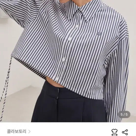 [BUNJANG] ANDIANDDAP Collaboratory Cropped Stripe String Shirt / 앤디앤댑 콜라보토리 크롭 스트라이프 스트링 셔츠
