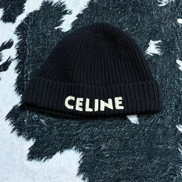 [BUNJANG] Celine Logo Wool Beanie - Black / 셀린느 로고 울 비니 블랙