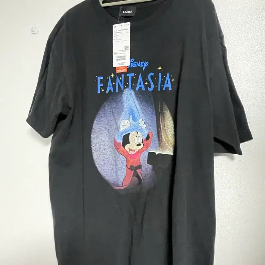[BUNJANG] BEAMS Disney Fantasia Short Sleeve T-Shirt Black L / L,택포 6.5) 새상품 빔즈 디즈니 판타지아 반팔 티셔츠 블랙