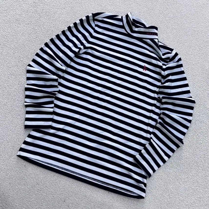 [BUNJANG] Hazzys Women's Striped Turtleneck Long-Sleeve T-Shirt / 90 헤지스 여성 스트라이프 터틀넥 긴팔 티셔츠 0707E