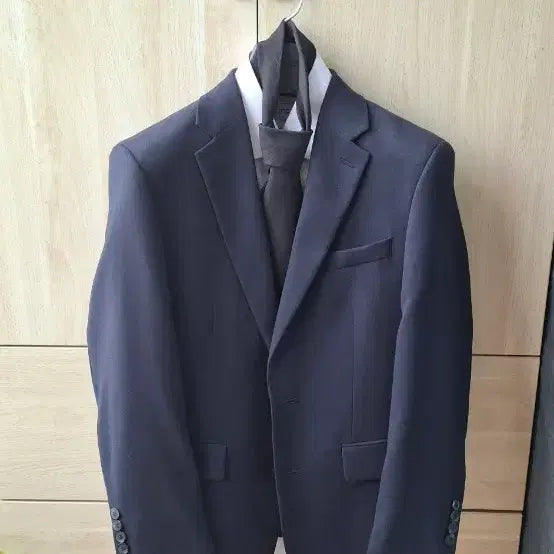 [BUNJANG] STCO Men's Navy Solid Slim Fit 4-Piece Suit Set (Jacket, Pants, Shirt, Tie) / STCO 정장 자켓 팬츠 와이셔츠 넥타이 세트