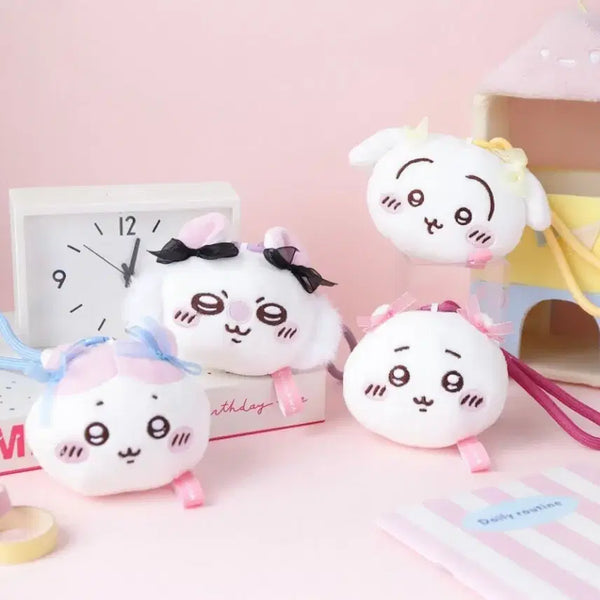 [BUNJANG] Chiikawa Face Ribbon Charm Set (4 Types) / [새상품]먼작귀 페이스리본 치이카와,하치와레,모몽가,우사기 4종세트 키링