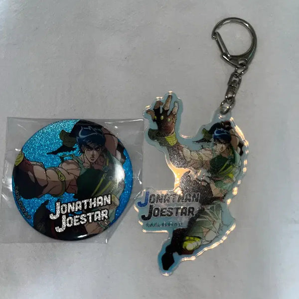 [BUNJANG] JoJo's Bizarre Adventure Jonathan Joestar Acrylic Keychain + Badge Set / 죠죠의 죠나단 죠스타 아크릴 키링 + 뱃지