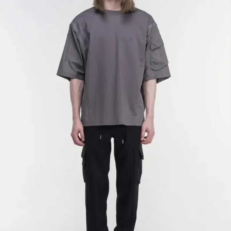 [BUNJANG] ZIOZIA Meta Sleeve T-Shirt (XL, Gray) / 지오송지오 메타 슬리브 반팔티