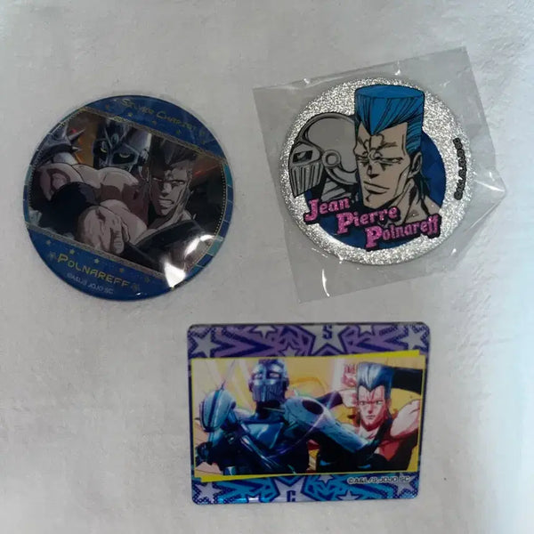 [BUNJANG] JoJo's Bizarre Adventure Polnareff Badge + Clip Set / 죠죠 폴나레프 뱃지+클립 뱃지 일괄