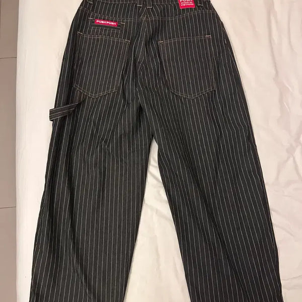 [BUNJANG] PUSHPUSH Striped Pants Version 2 Black XL / 푸시푸시 pushpush 스트라이프팬츠 버전2 블랙 2XL