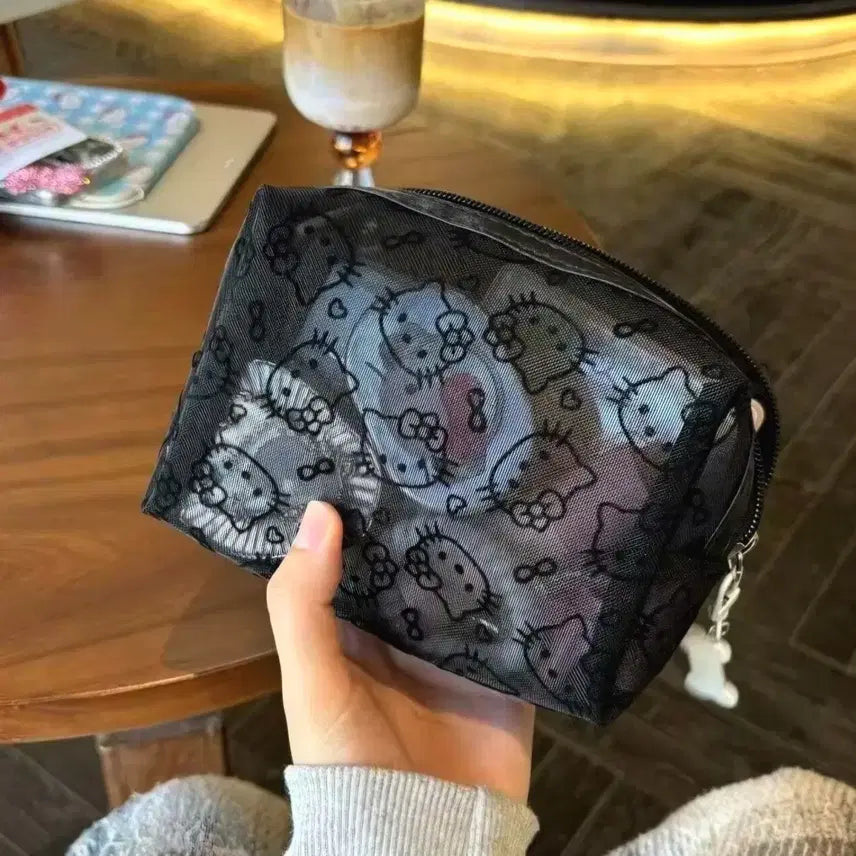 [BUNJANG] Kitty Mesh Pouch and Keyring Set / 키티 파우치 키링 세트 대형 메쉬 매쉬