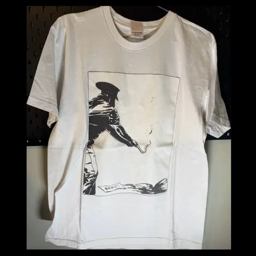 [BUNJANG] Supreme x Raymond Pettibon 'Bang' Graphic T-Shirt White / 슈프림 x 레이몬드 페티본 'Bang' 그래픽 티셔츠 화이트