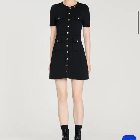 [BUNJANG] Sandro Women's Black Button Mini Dress / 산드로 여성 블랙 버튼 원피스