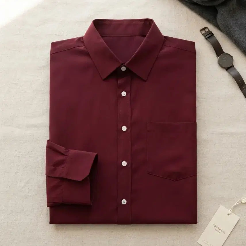 [BUNJANG] Red Relaxed Fit Shirt / 레드 릴렉스핏 셔츠