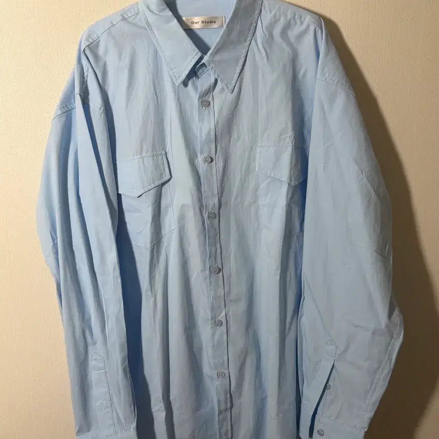 [BUNJANG] Two Pocket Oversized Shirt Blue (Unisex) / Our 투 포켓 오버핏셔츠 블루(남여공용)