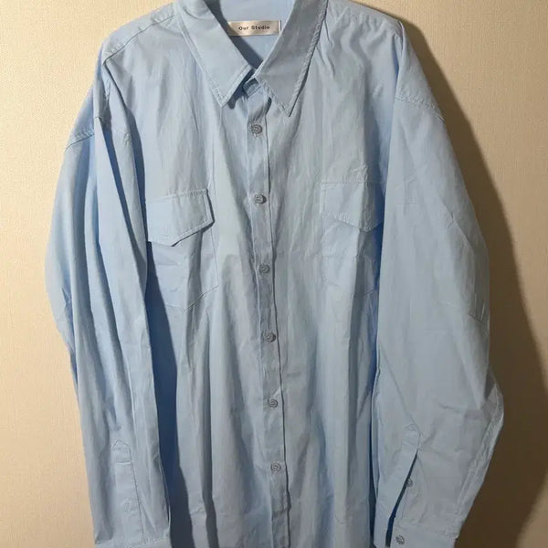 [BUNJANG] Two Pocket Oversized Shirt Blue (Unisex) / Our 투 포켓 오버핏셔츠 블루(남여공용)
