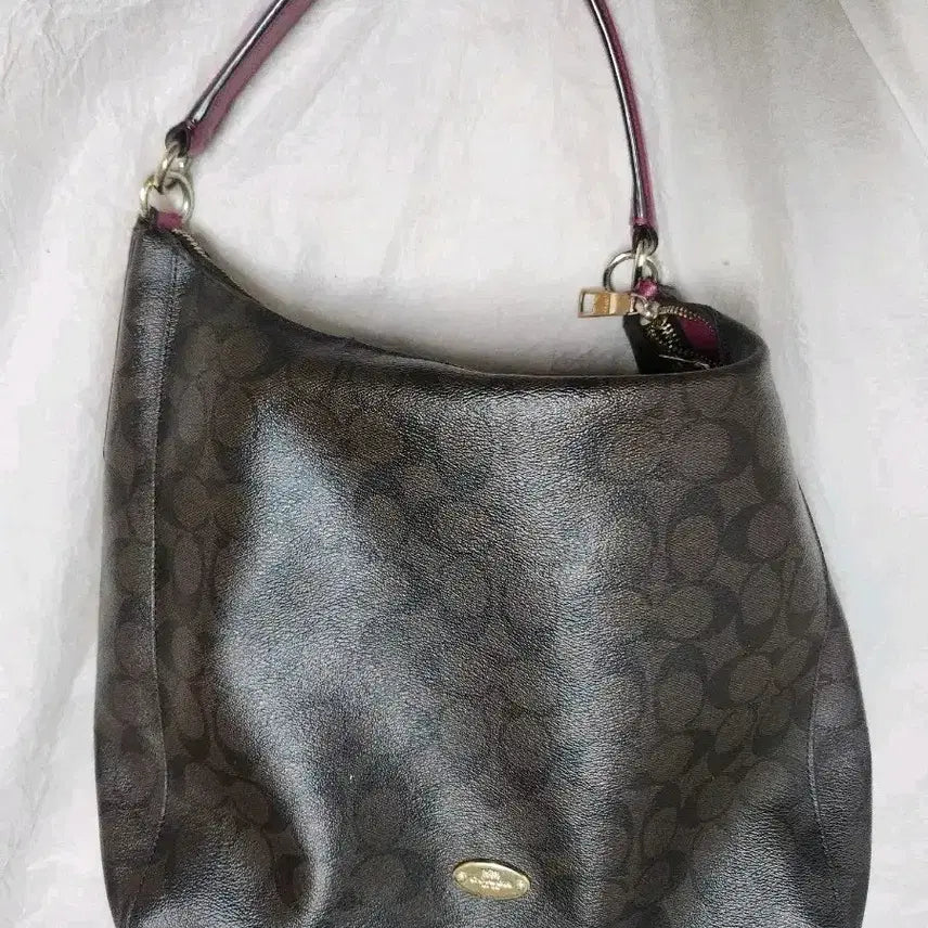 [BUNJANG] Coach Signature Pattern Leather Shoulder Bag / 코치 숄더백 브라운