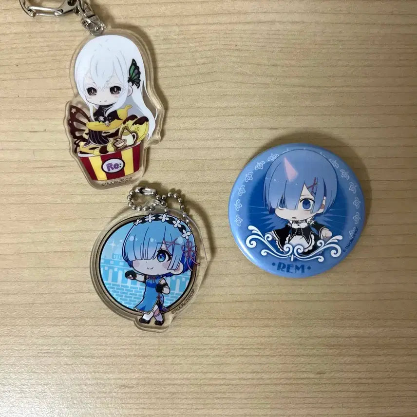 [BUNJANG] Re:Zero Rem & Echidna Can Badge & Keychain Set / 리제로 렘,에키드나 캔뱃지 키링 판매