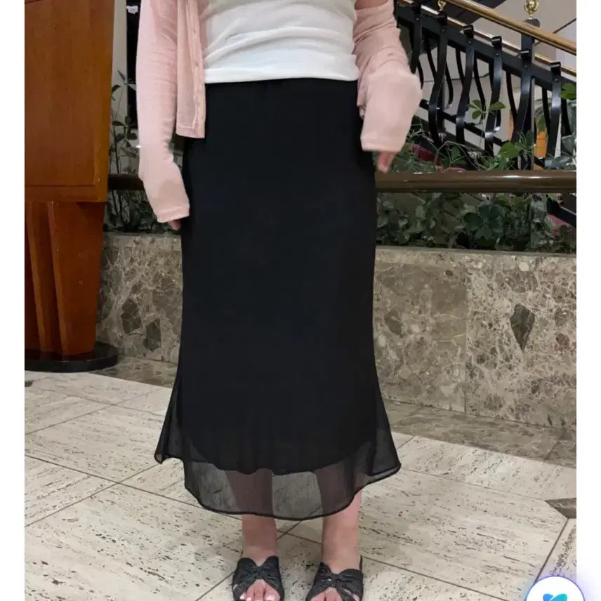 [BUNJANG] Hati66 Chiffon Long Mermaid Skirt Black / 새상품)하티66 쉬폰 롱 머메이드 스커트 블랙