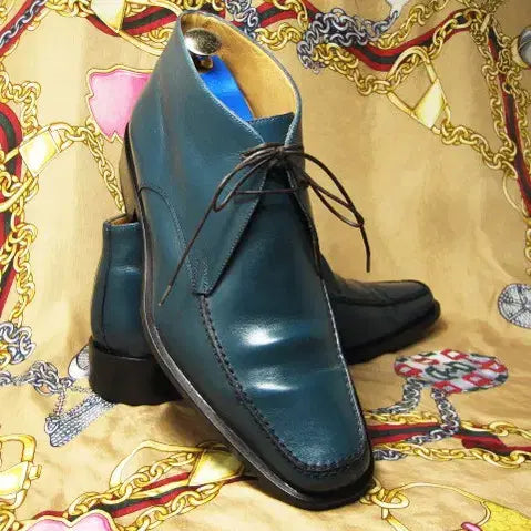 [BUNJANG] Bally Blue-Green Calfskin U-Tip Chukka Boots / 이태리명품 발리 블루그린컬러 카프스킨 처카부츠 260