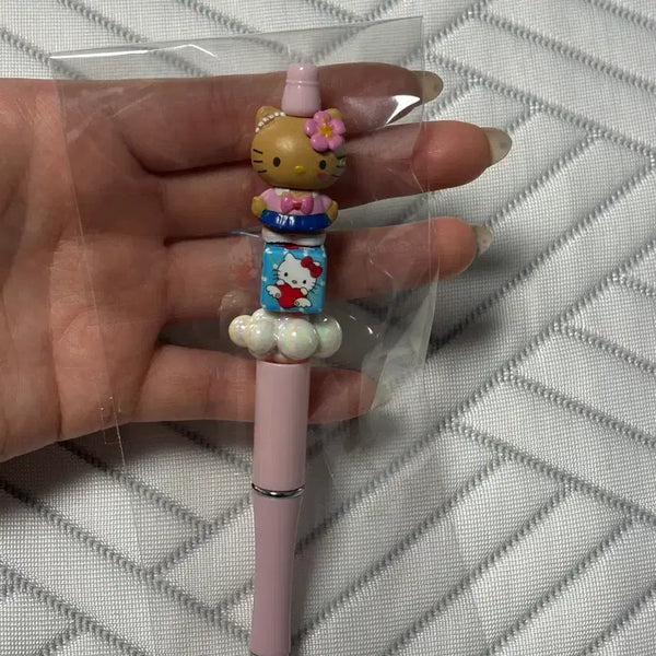 [BUNJANG] Hello Kitty Tanning Kitty Beaded Ballpoint Pen / 태닝키티 헬로키티 비즈 볼펜 꾸미기 볼꾸