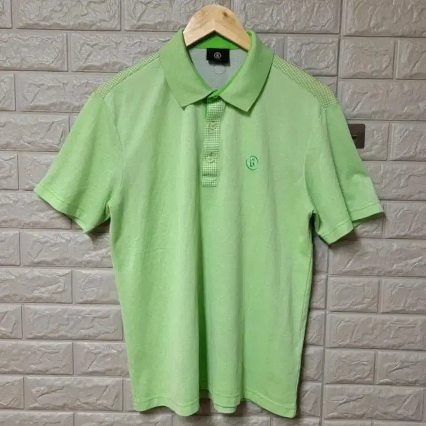 [BUNJANG] Bogner Lime Check Collar T-Shirt / 보그너 라임 체크 카라티