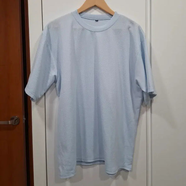 [BUNJANG] Short Sleeve T-Shirt Sky Blue 2XL (New) / 지지미원단 반팔 티셔츠 하늘색 2XL(새상품)