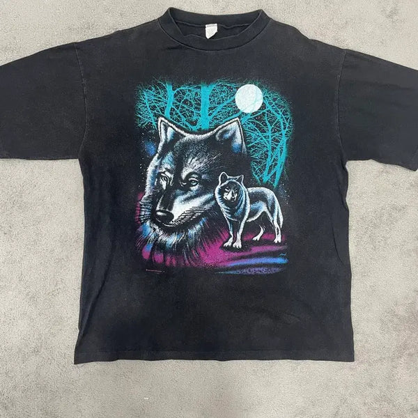 [BUNJANG] 90s USA Made Wolf Graphic Vintage T-Shirt / 90s 메이드 인 USA 늑대 그래픽 빈티지 티셔츠