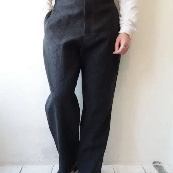 [BUNJANG] Mati & Sons Hard Linen Canvas Work Trousers Black / 마티앤선즈 하드린넨 캔버스 워크 트라우저