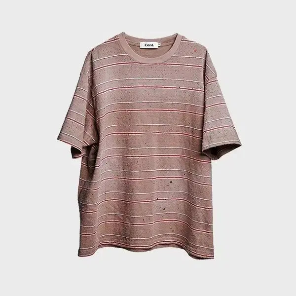 [BUNJANG] L Cord Distressed Stripe Short Sleeve T-Shirt / [L]Cord 데미지드 스트라이프 반팔 티셔츠