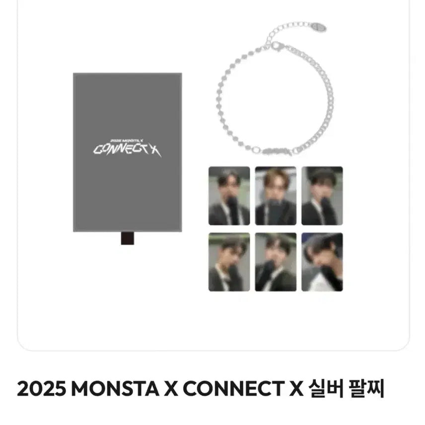 [BUNJANG] MONSTA X Connect X MD Silver Bracelet Bundle Set with Shownu Photocard / 몬스타엑스 커넥트엑스 엠디 팔찌 (새상품) / 포카 셔누