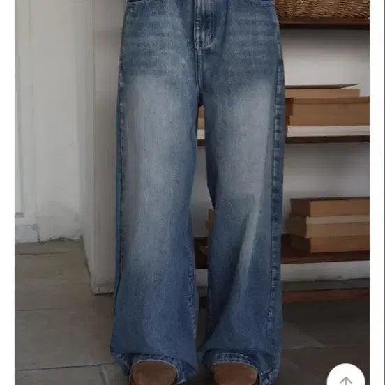 [BUNJANG] Modi Mood Folder Snap Two-Way Washed Denim Pants (Light Blue, Size S) / 모디무드 폴더 밑단 스냅 투웨이 워싱 데님 팬츠 (연청 s사이즈)