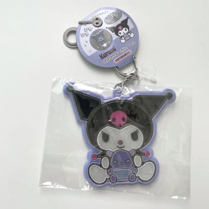 [BUNJANG] Kuromi LED Name Tag Keychain / 쿠로미 네임택 빛나는 명찰 키링 이름 반짝반짝