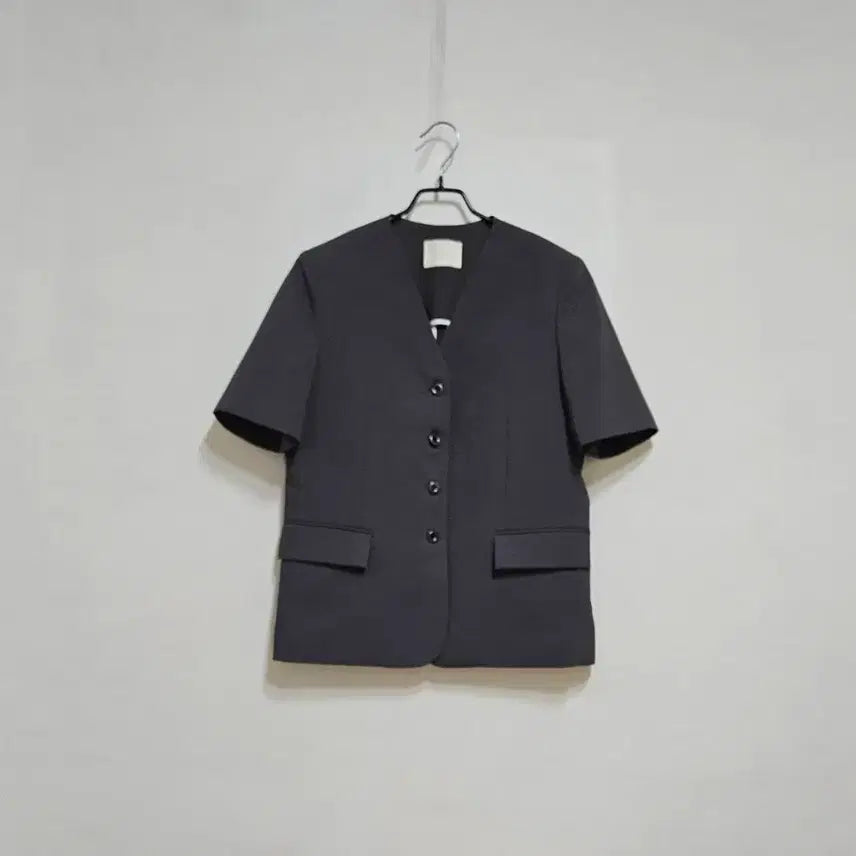 [BUNJANG] OUR Charcoal Gray Half-Sleeve Long Jacket / OUR 반팔 롱자켓