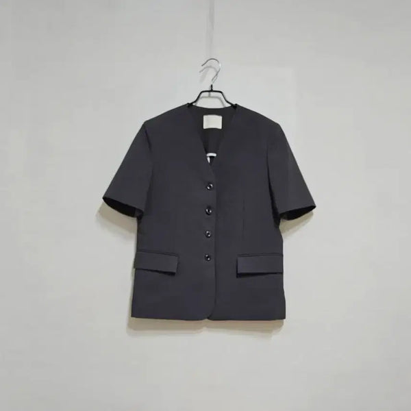 [BUNJANG] OUR Charcoal Gray Half-Sleeve Long Jacket / OUR 반팔 롱자켓