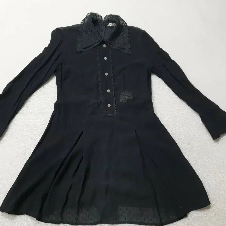 [BUNJANG] Zara Black Lace Collar Mesh Mini Dress Women's Size 66 (KR 90) / 자라 블랙 레이스 카라 망사 원피스 66 여성90