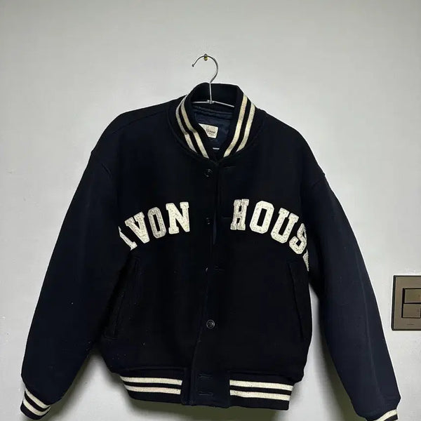 [BUNJANG] Stussy Varsity Jacket Navy and White / 스투시 바시티 자켓 네이비 앤 화이트