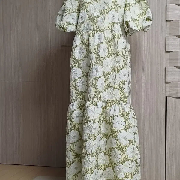 [BUNJANG] Tina Blossom Floral Puff Sleeve Maxi Dress / 티나블러썸 플로럴 퍼프 소매 맥시 원피스