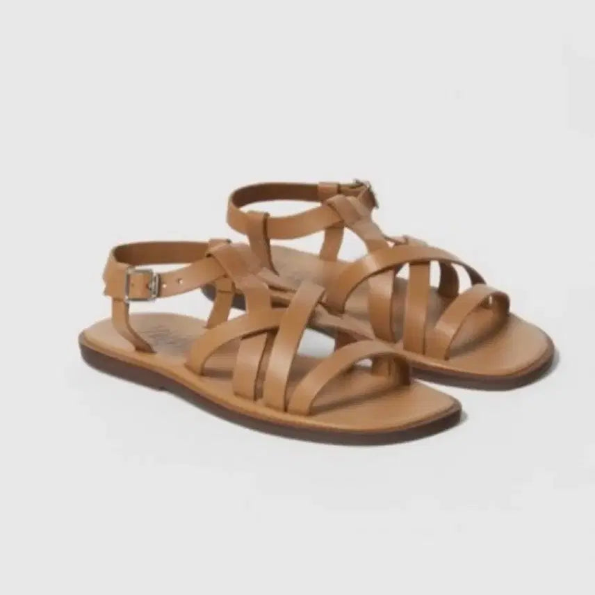 [BUNJANG] Zara Brown Leather Strap Sandals (250) / (미착용) 자라 브라운 레더 스트랩 샌들 250