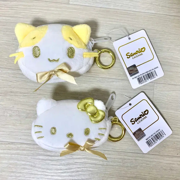 [BUNJANG] Sanrio Hello Kitty Marshmallow Gold Mini Pouch Keyring (Set of 2) / (2개가격) 산리오 헬로키티 마시멜로 골드 미니 파우치 키링