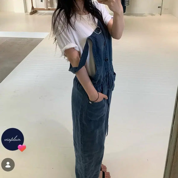 [BUNJANG] Via Plain Linen Overalls / 비아플레인 오버롤