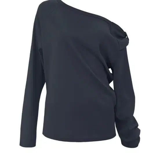 [BUNJANG] Chemeccy One Shoulder Long Sleeve Navy / 체메씨 원숄더 롱슬리브 네이비
