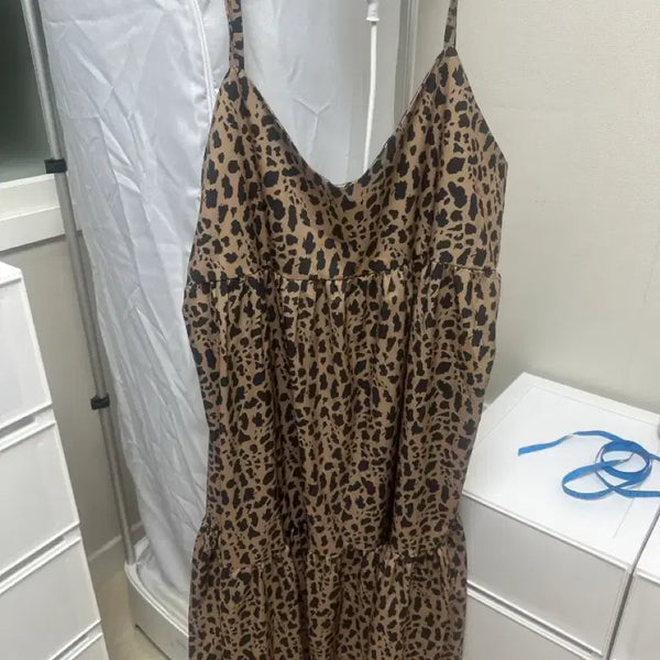[BUNJANG] Leopard Print Sleeveless Dress / 호피무늬 민소매 원피스