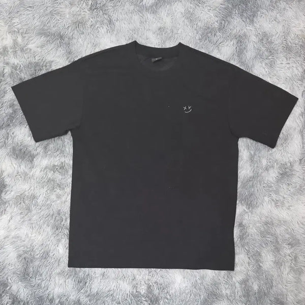 [BUNJANG] Black Smile Short Sleeve T-Shirt Size 95 / 검정색 스마일 반팔 블랙 티셔츠 95사이즈