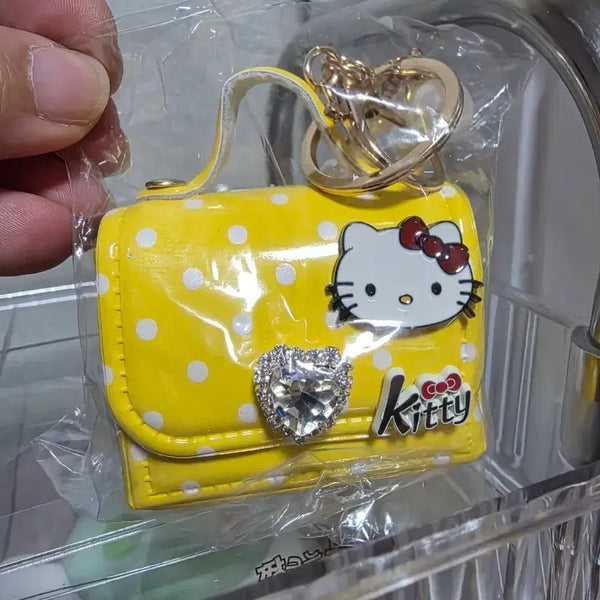 [BUNJANG] Hello Kitty Yellow Polka Dot Keychain / 헬로키티 키링 옐로우 도트 패턴