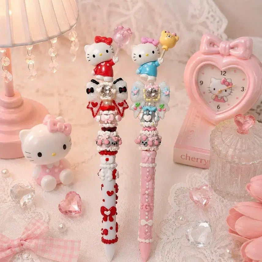 [BUNJANG] Handmade Ballpoint Pen with Hello Kitty Figure Decoration / 키티피규어 볼꾸 핸드메이드볼펜
