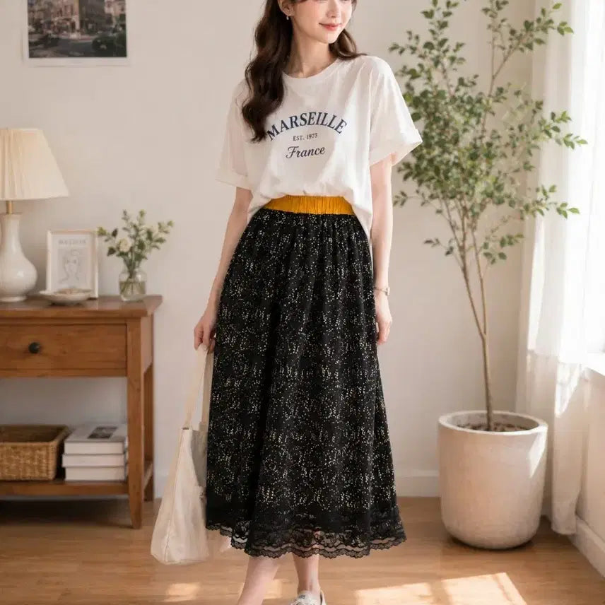 [BUNJANG] Women's Lace Midi Skirt / 스커트