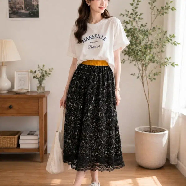 [BUNJANG] Women's Lace Midi Skirt / 스커트